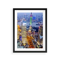 Plakat w ramie 30x40 - Wzgórza Mieściny - wieżowce, miasto - rama czarna