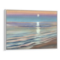 Obraz w ramie 120x80 - Witraże roziskrzonych myśli - akwarela, zamglony wschód słońca - rama biała