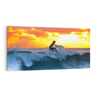 Obraz na płótnie 140x70 - Surfer na falach morza: Spotkanie z wolnością - surfer, surfing