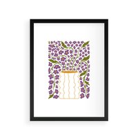 Plakat w ramie 30x40 - Witalność Kwiatów - kwiaty w wazonie, minimalistyczna kompozycja - rama czarna