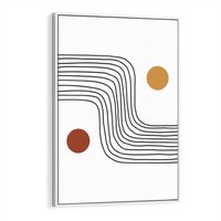 Obraz w ramie 50x70 - Kontury Harmonii - nieregularne linie, koła - rama biała