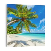 Obraz na płótnie 30x30 - Raj na Malediwach: Plaża, Morze i Palmy - Malediwy, plaża