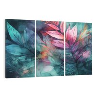 Obraz na płótnie 120x80 - Subtelne Zielone - pastelowe zielone liście, róż