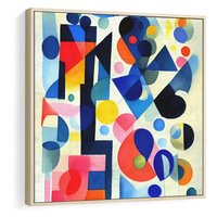 Obraz w ramie 80x80 - Księga Akwarelowych Przeniknięć - abstrakcyjny obraz, różne kolorowe kształty - rama drewno