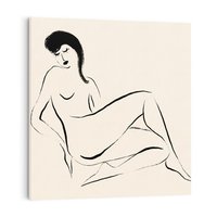 Obraz na płótnie 50x50 - Piękno w Minimalizmie - abstrakcyjny rysunek, minimalistyczna kreska