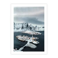 Plakat bez ramy 30x40 - Ciepło i Urok Północy - skandynawskie, domki