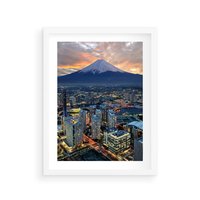 Plakat w ramie 50x70 - Miasto na Górnym Horyzoncie - miasto, góry - rama biała