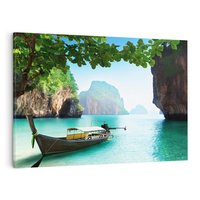 Obraz na płótnie 70x50 - Tajlandia - sielanka łodzi nad morzem - Tajlandia, łódź