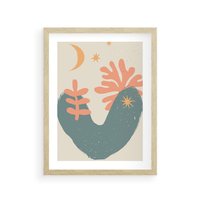 Plakat w ramie 40x50 - Energetyczne Kształty - boho formy, kształty - rama drewno