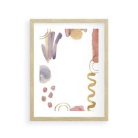 Plakat w ramie 30x40 - Wibracje Pastelowych Odcieni - abstrakcyjny plakat, akwarelowe plamy - rama drewno