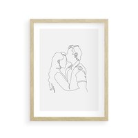 Plakat w ramie 30x40 - Wewnętrzne Emocje - para zakochanych, kobieta i mężczyzna - rama drewno