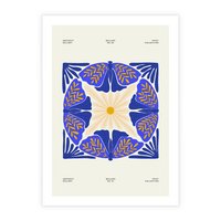 Plakat bez ramy 40x50 - Księga Abstrakcji - abstrakcyjna boho kompozycja, granatowe ćmy