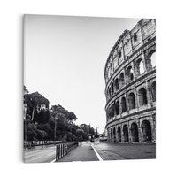 Obraz na płótnie 40x40 - Echa Historii - czarno biała fotografia, koloseum