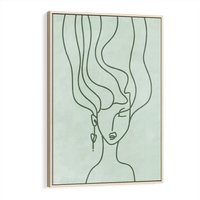 Obraz w ramie 80x120 - Spokojne Objęcia Natury - abstrakcja, zielony szkic - rama drewno