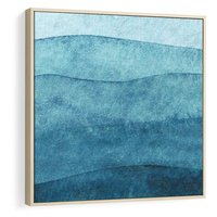 Obraz w ramie 80x80 - Kolorowe fale akwareli - akwarela, fale - rama drewno