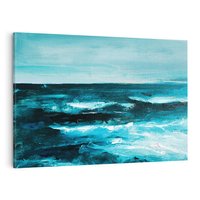 Obraz na płótnie 70x50 - Burza Nad Granatowym Oceanem - piękny marynistyczny obraz olejny, wzburzone ciemne morze