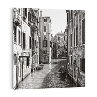 Obraz na płótnie 60x60 - Weneckie Kanały - czarno białe zdjęcie, wenecja