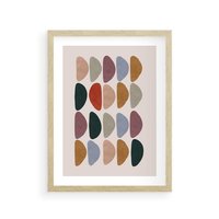 Plakat w ramie 30x40 - Granice Boho - abstrakcyjny obraz, geometryczna kompozycja - rama drewno