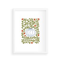 Plakat w ramie 40x50 - Wewnętrzne Fale - kwiaty w wazonie, minimalizm - rama biała