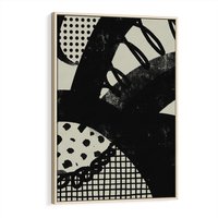 Obraz w ramie 80x120 - Nieznanie Zaskoczenia - bstrakcyjna mroczna kompozycja, nieregularne - rama drewno