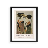 Plakat w ramie 50x70 - Reprodukcja Japońskiej Grafiki - eishosai choki, reprodukcja grafiki - rama czarna