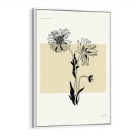 Obraz w ramie 70x100 - Kwiatowe Płótno - kwiaty, typografia - rama biała