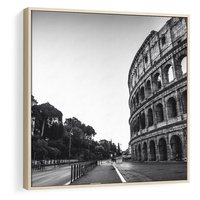 Obraz w ramie 80x80 - Echa Historii - czarno biała fotografia, koloseum - rama drewno