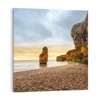 Obraz na płótnie 50x50 - Plaża Morza z Skałami - plaża, morze