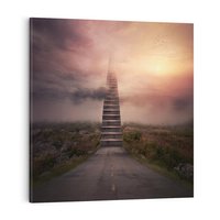 Obraz na płótnie 40x40 - Wędrówka po malowniczej drodze - droga, schody