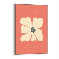 Obraz w ramie 70x100 - Malowane Kolorowe Echa - minimalistyczna grafika, biały kwiat na różowym tle - rama biała