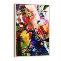 Obraz w ramie 80x120 - Szalejące ognie kolorów - abstrakcja, farby olejne - rama drewno