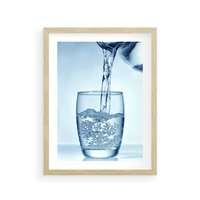 Plakat w ramie 40x50 - Chłodząca szklanka wody - szklanka, wody - rama drewno
