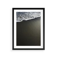 Plakat w ramie 50x70 - Morskie Fale na Plaży - plaża, morskie fale omywają piasek - rama czarna