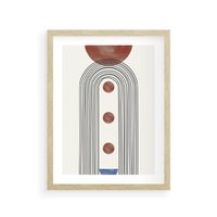 Plakat w ramie 40x50 - Symfonia Kształtów - nowoczesny plakat, styl midcentury - rama drewno