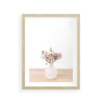 Plakat w ramie 50x70 - Kwiaty w Minimalistycznym Wazonie - kwiaty, wazon - rama drewno
