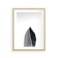 Plakat w ramie 30x40 - Czarno-Biały Wieżowiec - architektura, wieżowiec - rama drewno