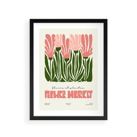 Plakat w ramie 50x70 - Symfonia Kolorowych Kształtów - nowoczesna grafika, kwiatowa kompozycja - rama czarna