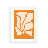 Plakat w ramie 30x40 - Wibracje Barw - abstrakcyjny boho plakat, pomarańczowe tło - rama biała