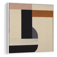 Obraz w ramie 50x50 - Nowoczesne Brązy - geometryszne pasy, nowoczesny styl - rama biała