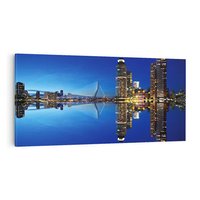 Obraz na płótnie 120x60 - Miasto nocą nad wodą - miasto, noc