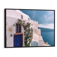 Obraz w ramie 100x70 - Urok Greckiej Wyspy - Santorini, Grecja - rama czarna