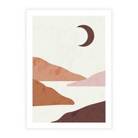 Plakat bez ramy 21x30 - Księżycowa Refleksja - nowoczesna sztuka, góry