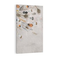 Obraz na płótnie 70x100 - Sploty losu na płótnie - kompozycja boho piór, indiańskie pióra