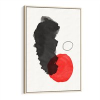 Obraz w ramie 70x100 - Wibracje Linii - abstrakcyjne nieregularne plamy, czarny - rama drewno