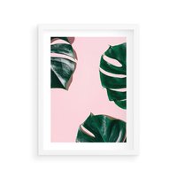 Plakat w ramie 30x40 - Siła Natury - liście, monstera - rama biała