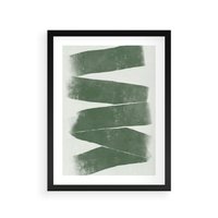 Plakat w ramie 50x70 - Zielone Refleksje - abstrakcja, zgaszony zielony kolor - rama czarna