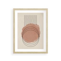 Plakat w ramie 50x70 - Migotliwe Kontury - akwarelowa plama, geometryczne szkicowane kształty - rama drewno