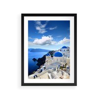 Plakat w ramie 40x50 - Magiczne Widoki - Santorini, perspektywa - rama czarna