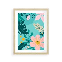 Plakat w ramie 30x40 - Kwiatowy Impuls - pastelowa kompozycja, kwiaty - rama drewno