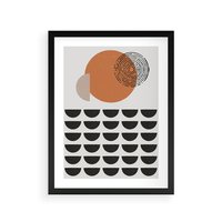Plakat w ramie 40x50 - Geometryczna Ekspresja - geometryczny graficzny obraz, pomarańczowe koło - rama czarna
